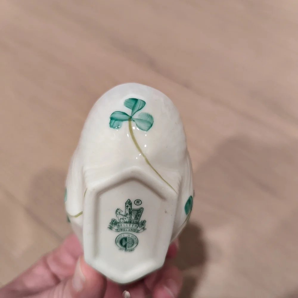 White Bowl with Green Clover Design Fine Irish China